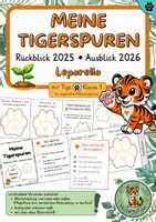 Vorschau - Anderer Materialtyp - Meine Tigerspuren - Rückblick 2025 & Ausblick 2026 - Freebie - wertschätzendes Leporello zu Neujahr | Klasse 1 - Deckblatt