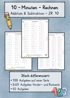 Vorschau - Arbeitsblätter - Addieren und Subtrahieren - 100 Aufgaben - ZR10 - dreifach differenziert - Deckblatt
