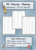 Vorschau - Arbeitsblätter - Subtraktion - ZR 20 ohne ZÜ - dreifach differenziert - 10x100/50 Aufgaben - Deckblatt