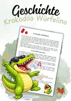 Vorschau - Text - Größer, kleiner, gleich I Kurzgeschichte zum Krokodilo Würfelino - Deckblatt