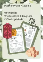 Vorschau - Arbeitsblätter - Matheprobe Geometrie - Würfelnetze, Baupläne, Würfelgebäude (Klasse 3/4) - Deckblatt