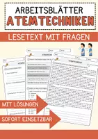 Vorschau - Arbeitsblätter - Atemtechniken Sport Lesetext mit Richtig Falsch Multiple Choice und Offenen Fragen - Deckblatt