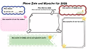 Vorschau - Arbeitsblätter - Ziele und Wünsche 2026 - Deckblatt