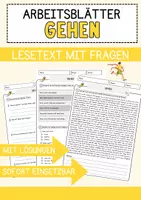 Vorschau - Arbeitsblätter - Gehen Sport Lesetext mit Richtig Falsch Multiple Choice und Offenen Fragen - Deckblatt
