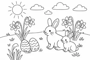 Vorschau - Mal- und Bastelvorlagen - Ausmalbilder Frühling / Ostern - Deckblatt