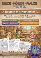 Vorschau - Arbeitsblätter - WINTER Lesen Malen Hören - Basteln mit Kastanien - Deckblatt