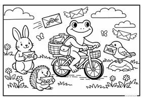 Vorschau - Mal- und Bastelvorlagen - Ausmalbilder - Frösche im Frühling - Seite 1