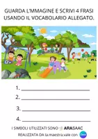 anteprima - Materiale di supporto/inclusione - GUARDA L’MMAGINE E SCRIVI LE FRASI USANDO IL VOCABOLARIO IN SIMBOLI - Pagina di copertina