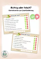 Vorschau - Arbeitsblätter - Richtig oder falsch? - Lesekartei für die Freiarbeit - Leseförderung - Deckblatt