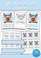 Vorschau - Mal- und Bastelvorlagen - Winterferien Grußkarten für kleine Geschenke (Wintergruß / Feriengruß) - Deckblatt
