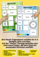 Vorschau - Anderer Materialtyp - Tagesablauf Kindergarten – Tagesplan im Jungendesign A4 mit Bildkärtchen für Morgenkreis & Wochenstruktur - Seite 1