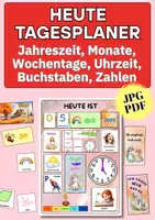 Vorschau - Anderer Materialtyp - Tagesablauf Kindergarten – Tagesplan im Mädchendesign A4 mit Bildkärtchen für Morgenkreis & Wochenstruktur - Deckblatt