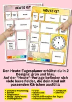 Vorschau - Anderer Materialtyp - Tagesablauf Kindergarten – Tagesplan im Mädchendesign A4 mit Bildkärtchen für Morgenkreis & Wochenstruktur - Seite 1