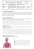 Vorschau - Arbeitsblätter - Atmung und Blutkreislauf Klassenarbeit Biologie Klasse 7 Gymnasium - Seite 1