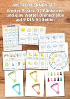 Vorschau - Arbeitsblätter - Wetter Lernset für Kindergarten & Vorschule – Bildkarten, Poster & Wetterdrehscheibe - Seite 1