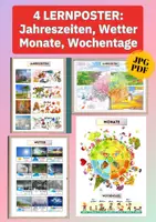 Vorschau - Poster - Wetter, Monate & Wochentage lernen – 4 Lernposter für Kindergarten und Vorschule - Deckblatt