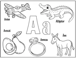Aperçu - Feuilles d'exercices - Alphabet en fête – Lettres, objets & coloriage | Je colorie et j’apprends (A–Z) - Page 1