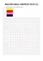 Vorschau - Mal- und Bastelvorlagen - Malen nach Zahlen - Welches Emoji versteckt sich! - Seite 1