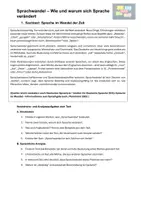 Vorschau - Arbeitsblätter - AB Sprachwandel - Deckblatt