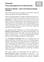 Vorschau - Prüfungsvorbereitung - Probearbeit Sprache im Wandel - Deckblatt