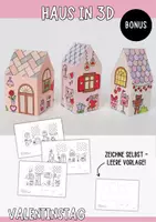 Vorschau - Mal- und Bastelvorlagen - Basteln valentinstag Haus in 3D - Deckblatt