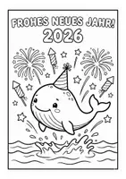 Vorschau - Mal- und Bastelvorlagen - Ausmalbild Neujahr Walklasse 2026 - Seite 1