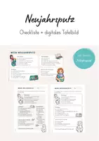 Vorschau - Arbeitsblätter - Neujahrsputz / Frühjahrsputz - Checkliste mit digitalem Tafelbild - Deckblatt