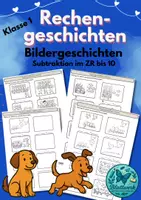 Vorschau - Arbeitsblätter - Rechengeschichten (minus) im Zahlenraum bis 10- Arbeitsblätter zur Subtraktion - Deckblatt