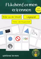 Vorschau - Spiele - Flächenformen erkennen & zuordnen – Legespiel mit Bildkarten aus der Umwelt - Deckblatt