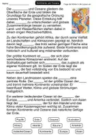 Vorschau - Arbeitsblätter - Kontinente und Ozeane | Lückentext | Erdkunde | Weltkarte | Überblick - Seite 1