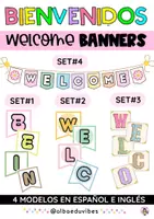 Vorschau - Arbeitsblätter - Willkommens-Wimpel auf Spanisch und Englisch - Deckblatt