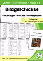 Vorschau - Arbeitsblätter - Bildgeschichte schreiben – Vorübungen, Gefühle & Wortspeicher für Klasse 3–5 - Deckblatt