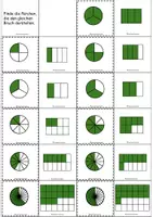 Vorschau - Fördermaterial/Inklusion - Bruchteile bildlich darstellen - Pärchen finden mit Lösungen - Seite 2