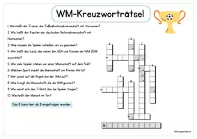 Vorschau - Arbeitsblätter - Kreuzwort Rätsel Fußball WM 2026 (inkl. Lösungsblatt) - Seite 1