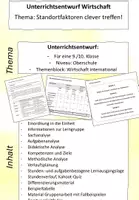 Vorschau - Stundenentwürfe - Unterrichtsentwurf Wirtschaft Jahrgang 10: Standortfaktoren - Deckblatt
