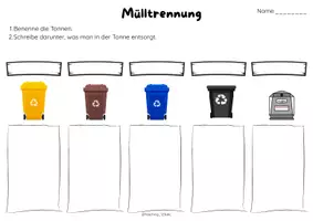 Vorschau - Arbeitsblätter - Mülltrennung mit Bewegung - Deckblatt