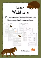 Vorschau - Arbeitsblätter - Lesen Waldtiere - Leseverstehen - Deckblatt