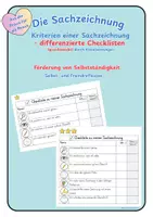 Vorschau - Arbeitsblätter - Differenzierte Checklisten zum Erstellen einer Sachzeichnung nach Kriterien / Selbst- und Fremdeinschätzung / Reflexion - Deckblatt
