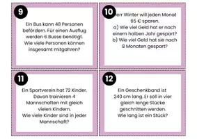 Vorschau - Aufgabenkarten - Sachaufgaben zu den Grundrechnungsarten - Seite 2