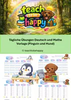 Vorschau - Arbeitsblätter - Tägliche Übungen Deutsch und Mathe Vorlage Pinguin und Hund - Deckblatt