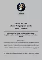Vorschau - Unterrichtsreihen - Klausur zu Faust I: Vorspiel auf dem Theater - Deckblatt