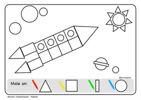 Vorschau - Arbeitsblätter - Geometrische Formen finden und ausmalen - Bilder - Seite 2