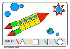 Vorschau - Arbeitsblätter - Geometrische Formen finden und ausmalen - Bilder - Seite 3
