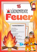 Vorschau - Arbeitsblätter - XL Kartei - 15 Lückentexte - Das Feuer - Deckblatt
