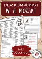 Vorschau - Arbeitsblätter - Wolfgang Amadeus Mozart Lesetext – Komponist - Infotext & Aufgaben - Deckblatt