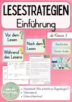 Vorschau - Stundenentwürfe - Lesestrategien Einführung Unterrichtsentwurf mit Tafelmaterial und Arbeitsblatt - Deckblatt