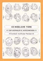 Vorschau - Mal- und Bastelvorlagen - Mal- und Bastelset - 40 niedliche Tiere in zwei Formaten - Deckblatt