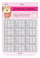 Vorschau - Arbeitsblätter - 10 Minuten rechnen 2 - Rechentabellen Subtraktion ZR 100 - Seite 1