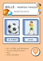 Vorschau - Fördermaterial/Inklusion - Rollen, Werfen, Fangen und Prellen Materialpaket mit Stationskarten und Wortschatz für Grundschule und Kita - Seite 1