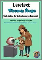 Vorschau - Arbeitsblätter - Lesetext -Deutsch:Thema Auge - Deckblatt